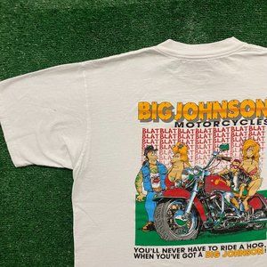 Vintage 90s Big Johnson Motorcycles Single Stitch Funny Tee